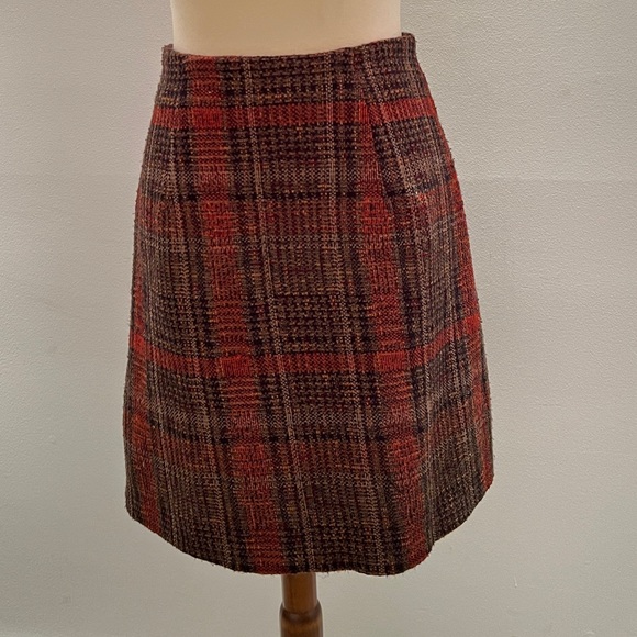 Vintage Orange & Brown Plaid Skirt - Picture 2 of 7
